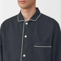 無印良品 メンズ 紳士 脇に縫い目のない フランネル長袖パジャマ 紳士Ｌ ダークグレー柄 良品計画