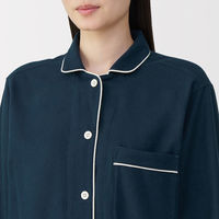 無印良品 レディース 婦人 脇に縫い目のない フランネル長袖パジャマ 婦人Ｌ ダークネイビー 良品計画