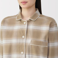 無印良品 レディース 婦人 脇に縫い目のない フランネル長袖パジャマ 婦人Ｍ ペールブラウンチェック 良品計画