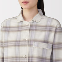 無印良品 レディース 婦人 脇に縫い目のない フランネル長袖パジャマ 婦人Ｌ ラベンダーチェック 良品計画