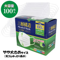iiもの本舗 三層構造プリーツマスク 口元空間ドームタイプ やや大きめ 大容量 100枚入 4589596695884 1箱（直送品）