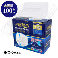 iiもの本舗 三層構造プリーツマスク 口元空間ドームタイプ ふつう 大容量 100枚入 4589596695891 1箱（直送品）