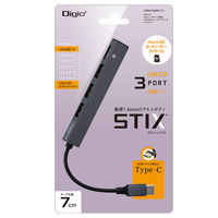 ナカバヤシ USB2.0+カードリーダー TypeーC 3ポートハブ 極薄極細 グレー COM-C2MSD113GY 1個