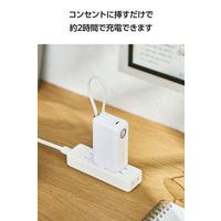 モバイルバッテリー 5000mAh ケーブル一体/コンセント一体型 ホワイト EC-C30LWH エレコム 1個（直送品）