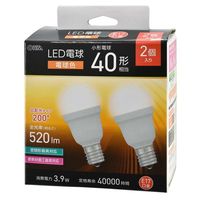 オーム電機 LED電球小形 E17 40形相当 電球色 2個入 LDA4LGE17IS532P 1セット(2個)