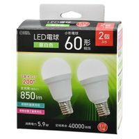 オーム電機 LED電球小形 E17 60形相当 昼白色 2個入 LDA6NGE17IS532P 1セット(2個)