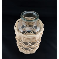 アビテ 花瓶 ラタンガラスボトル Sサイズ ガラス ホワイト 411402 1個（直送品）