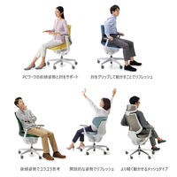 【組立設置込】コクヨ イング クッション バーチカル 可動肘 アルミ脚 ナイロンキャスター BK×ライトオリーブ 1脚（直送品）