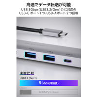 ドッキングステーション タイプC ハブ 6in1 HDMI×2 USB-C USBハブ DST-M060BPSV エレコム 1個（直送品）