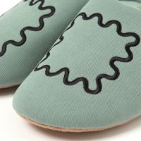 FLOWER刺繍スリッパ グリーン LAKOLE/ラコレ