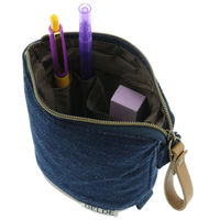 サンスター文具 ペンポーチ DELDE デルデ Denim ダークブルー S2284448 1セット(3個)（直送品）