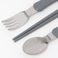 (らこれキッズ)ブロックロゴカトラリートリオセット チャコール LAKOLE/ラコレ