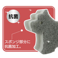 キッチンスポンジ ソフト グレー 犬 研磨材なし 抗菌 日本製 1個 オーエ