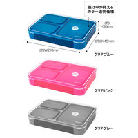 弁当箱 クリア ダーク ブルー 薄型 フードマン 600ml DSK 1段 1個 シービージャパン