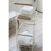 【アウトレット】tosca（トスカ） ランドリーワゴン+バスケット ホワイト 1個 山崎実業 【送料無料】　【終売品】