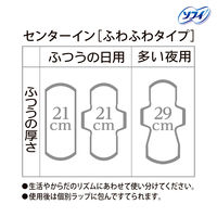 ナプキン 生理用品 ソフィ センターイン ふわふわタイプ 多い日の夜用 羽つき 29cm 1セット（18枚入×3パック） ユニ・チャーム