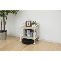 山善 YAMAZEN キャスター付リビングラック 2段 幅420×奥行275×高さ480mm ナチュラルメイプル／アイボリー 1台（直送品）