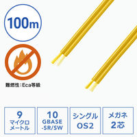 サンワサプライ  メガネ2芯光ファイバケーブルのみ100m（シングルモードOS2） HKB-M2OS2-CB100（直送品）