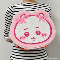 MORIPiLO 玄関マット チェアクッション ちいかわ グッズ マット 室内用 多用途 滑り止め 小さめ 可愛い 約37×31cm リボンピンク