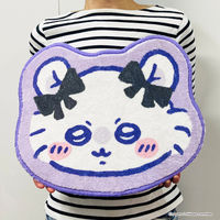 MORIPiLO 玄関マット チェアクッション ちいかわ モモンガ マット 室内用 多用途 滑り止め 小さめ 可愛い 約40×33cm リボンパープル