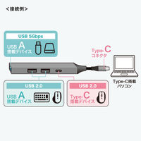 サンワサプライ  USB Type-C 4ポート コンボ 超スリムハブ USB-5TC27GM（直送品）