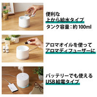 エレコム 加湿器/エクリアミスト/USB給電/抗菌/円柱型/間欠噴霧モード搭載/ホワイト HCE-HU2103UWH 1台