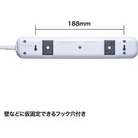 延長コード 電源タップ 2m 2P（ピン） 6個口 マグネット ホワイト TAP-SP216 サンワサプライ 1個
