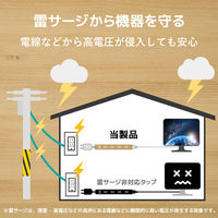 延長コード 電源タップ コンセント 3m 2ピン 6個口 雷ガード 木目 オーク ECT-0203O エレコム 1個