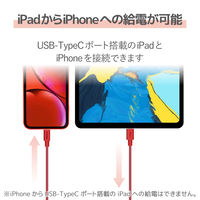 エレコム USB C-Lightningケーブル/準高耐久/1.0m/レッド MPA-CLPS10RD 1個