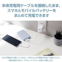 モバイルバッテリー 大容量 薄型 USB-C/A 合計最大 20W 10000mAh DE-C44-10000BU エレコム 1個
