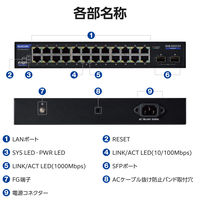スイッチングハブ 24ポート ギガ WEBスマート 金属筐体 電源内蔵 ループ防止 3年保証 EHB-SG2C24 エレコム 1個（直送品）
