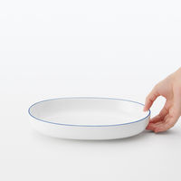 無印良品 日常の器 オーバルボウル ブルーライン 約25.5×18cm 1セット（2個） 良品計画