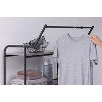 アイリスオーヤマ ランドリーラック 伸縮 洗濯機 可動棚 伸縮スタイルランドリーラック ハンガーバー付き HSLR-EX895 ブラック（直送品）