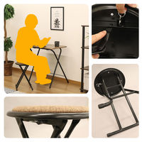 エイ・アイ・エス 折畳テーブル・チェアセット 幅600×奥行525×高さ715mm ブラウン FTC-01 BR 1セット(2点入)（直送品）