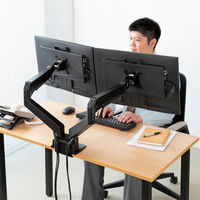 サンワサプライ 水平垂直多関節液晶モニターアーム(2面・ブラック) CR-LA1302BKN2 1台