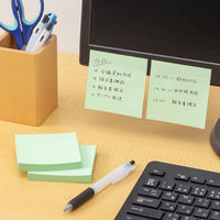 【強粘着】アスクル はたらく 強粘着ふせん 75×75mm パワーパステルグリーン （正方形） 5冊  オリジナル