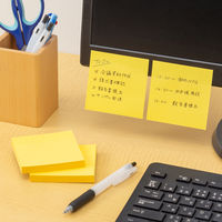 【強粘着】アスクル はたらく 強粘着ふせん 75×75mm パワーパステルイエロー （正方形） 5冊  オリジナル