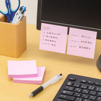 【強粘着】アスクル はたらく 強粘着ふせん 75×75mm パワーパステルピンク （正方形） 10冊（5冊×2箱）  オリジナル