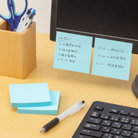 【強粘着】アスクル はたらく 強粘着ふせん 75×75mm パワーパステルブルー （正方形） 10冊（5冊×2箱）  オリジナル