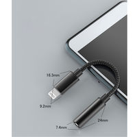 ライトニング オーディオ変換アダプタ Lightning[オス] - 3.5mmオーディオ[メス] 4極 3極両対応 ブラック