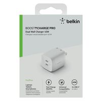 USB充電器 45W（25W+20W） USB Type-C×2ポート 急速充電 折り畳み式プラグ ホワイト 1個 Belkin ベルキン