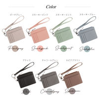 大河商事 カード/パスケース ストラップ付き 盗難防止 ファスナー小銭入れ付き おしゃれ ピーチグレー bon017-PGY 1個（直送品）