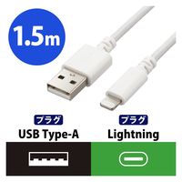 iPhone充電 ライトニングケーブル 1.5m 最大12W 高耐久 白 MPA-UALSEC15WH エレコム 1個（直送品）