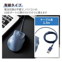 有線マウス 握りの極み 静音 5ボタン Mサイズ ブルー M-XGM30UBSKBU エレコム 1個
