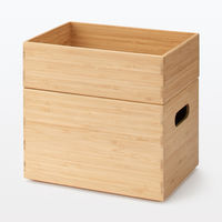 無印良品 重なる竹材長方形ボックス ハーフ 中 約幅26×奥行18.5×高さ16.5cm 良品計画