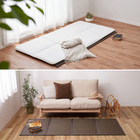 【玄関渡し】 萩原 折り畳める　水拭きできる畳マットレス　綾模様　シングル ブラウン 100×200×1.1cm（直送品）