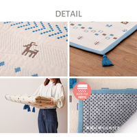 【玄関渡し】 萩原 ふっくらインド綿ラグ　パイサ　すべり止め付き グリーン 185×240cm（直送品）