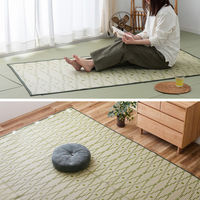 【玄関渡し】 萩原 洗えるい草風カーペット　やなぎ　江戸間10畳 グリーン 440×348cm（直送品）