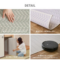 【玄関渡し】 萩原 洗えるい草風カーペット　パスラッシュ　江戸間3畳 パープル 174×261cm（直送品）