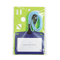 オープン工業 吊り下げ名札 フック式 レザー調 ヨコ 名刺サイズ 青 NL-24P-2 1セット(2枚)